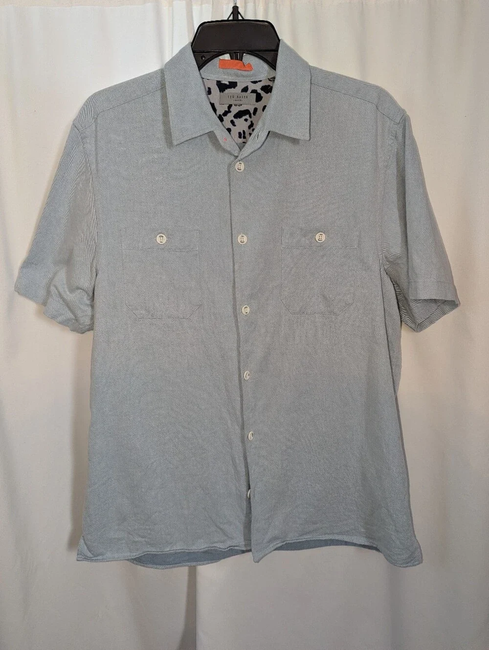Ted Baker London Light Blue Short Sleeve Button Up Shirt Dual Pocket